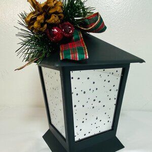 LED Illuminated Lantern by Valerie for QVC Mirrored Mercury Glass Twinkle Lights